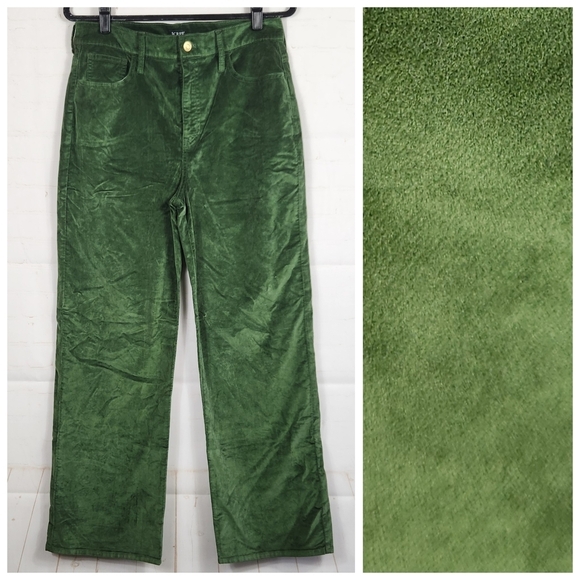 J. Crew Full Length Slim Wide Leg Pants BV661 in Stretch Velvet Green Size 29 - Picture 2 of 14